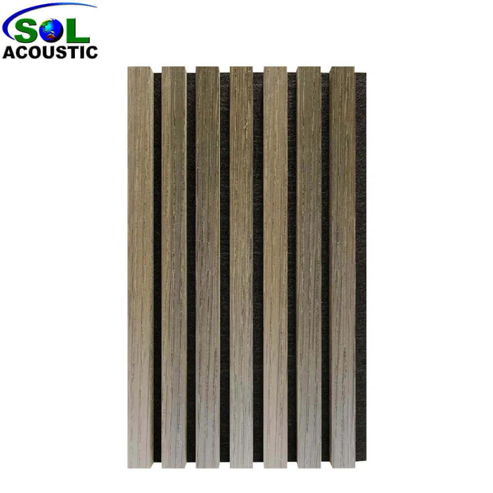 Sol Acoustic Wall and Ceiling Slatted Pet Wooden Veneer Slat Acoustic Panel