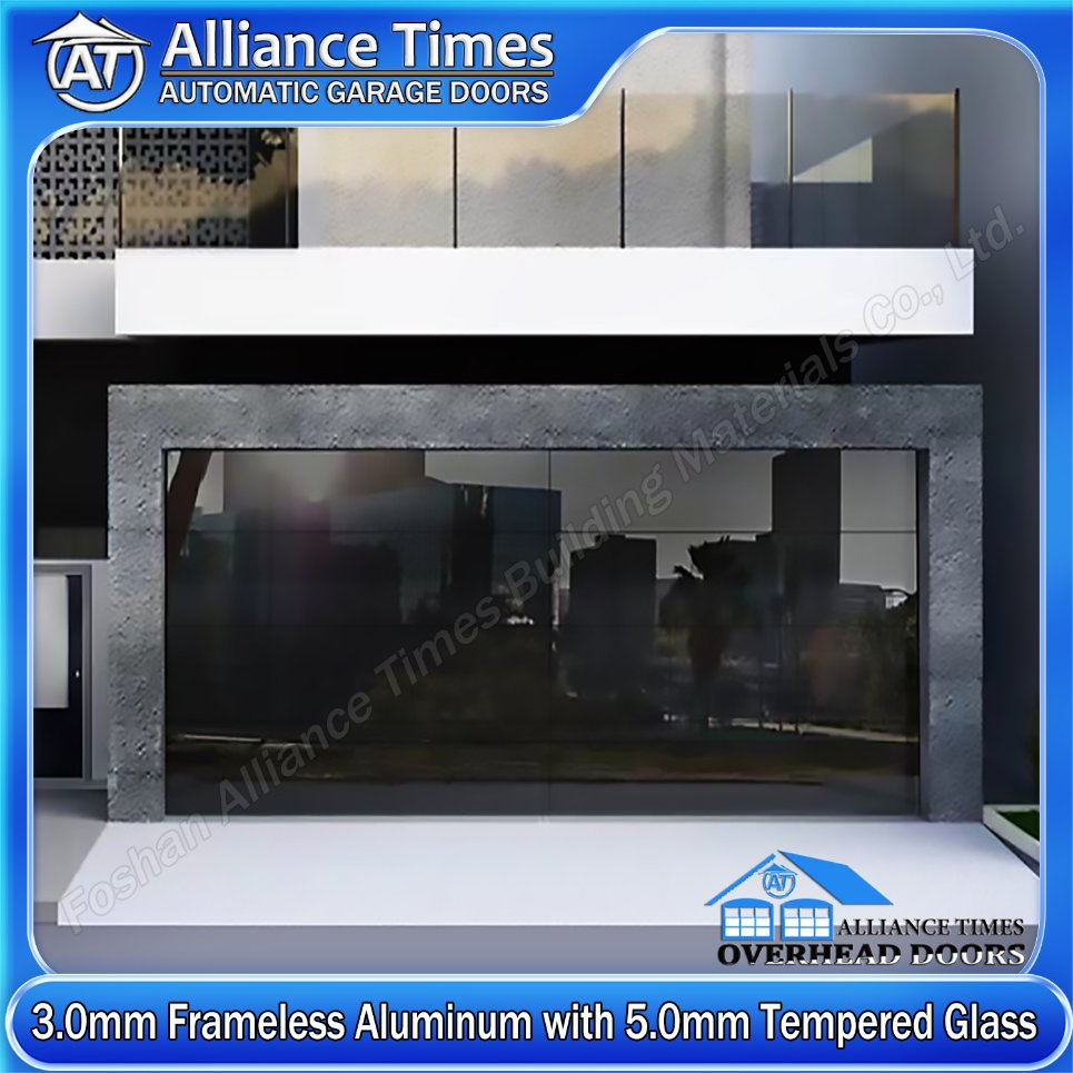 Modern Flush Aluminum Frameless Tempered Glass Panels Sectional Garage Doors