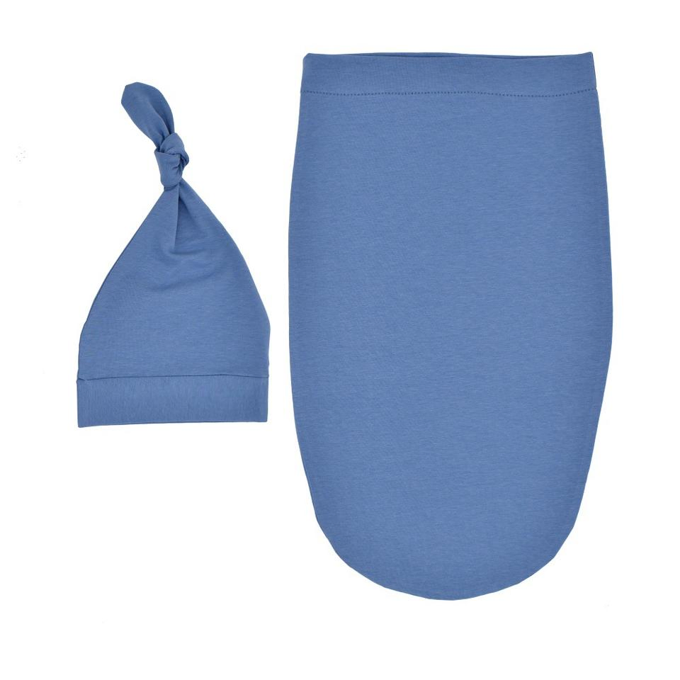 Newborn Super Soft Sleeveless Sleep Bag Solid Color Swaddle Sack Hat Set for Baby