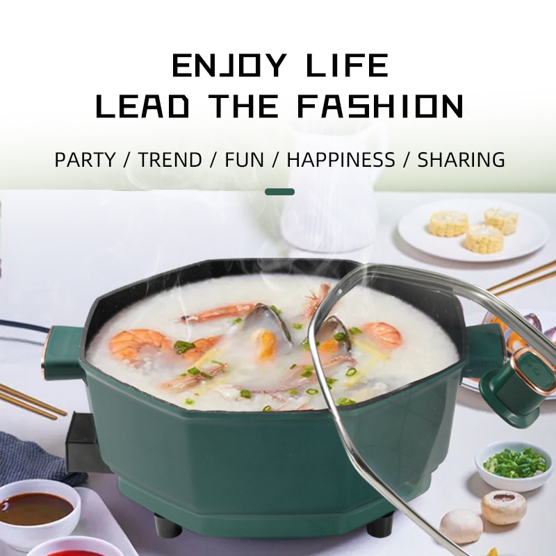 New Style Home Octagonal Electric Hot Pot Non-Stick Coating Cooking Pot Naifan Stone Hot Pot