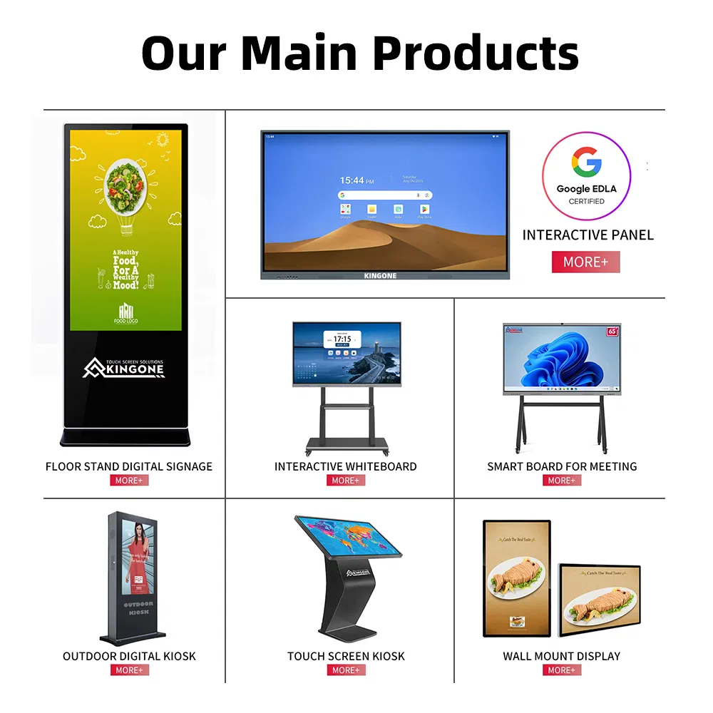 China Kingone Floor Stand Video Player 43 50 55 65 75 Inch Touch Screen Kiosk Vertical Interactive Advertising TV Digital Signage Totem LCD Display for Store
