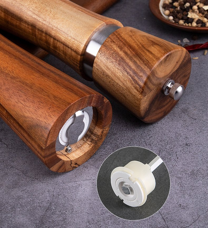 6inch 2 in 1 Wooden Manual Salt and Pepper Mill Grinder Set