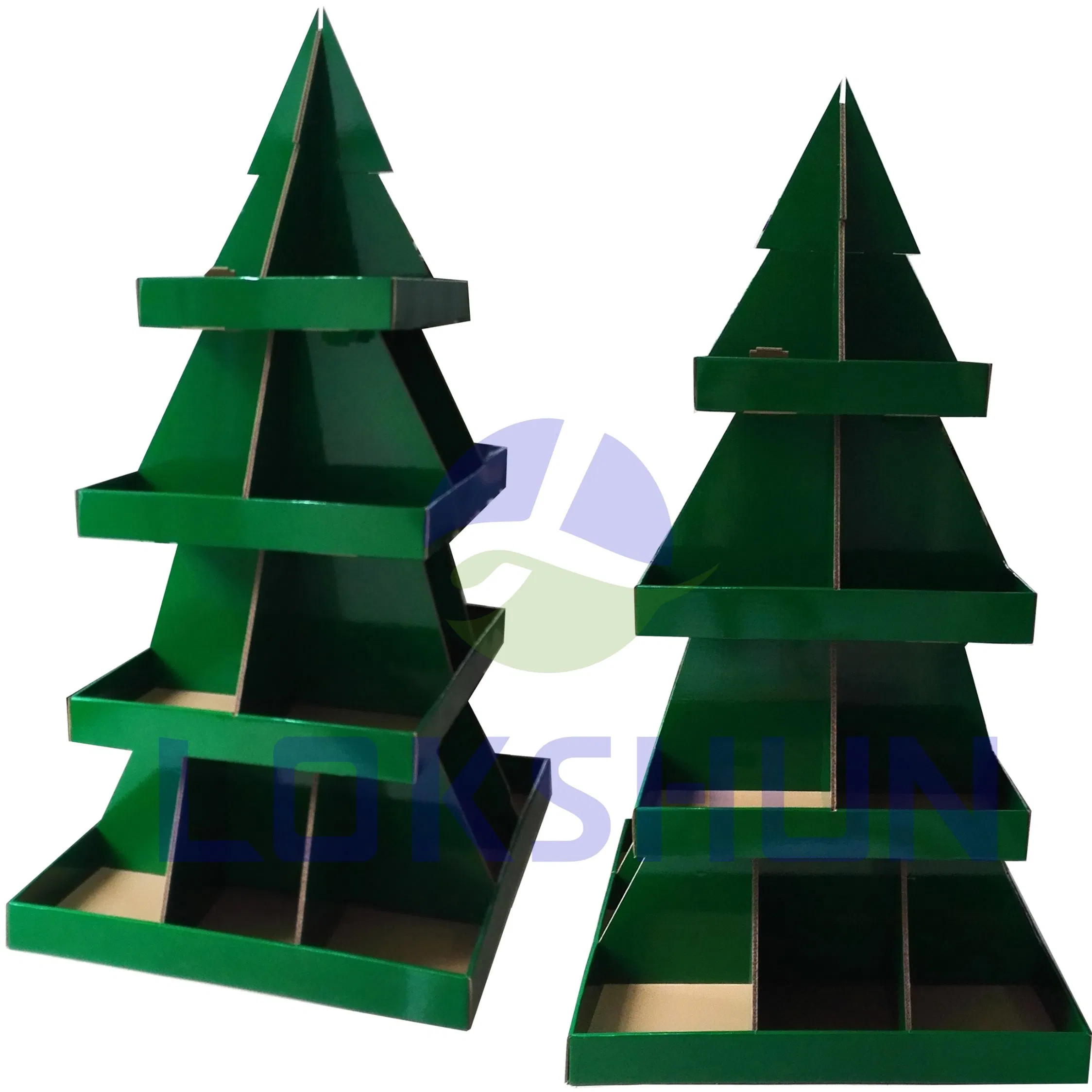 Christmas Tree Cardboard Floor Display Stand 4 Shelves Household Products Pop up Display Stand