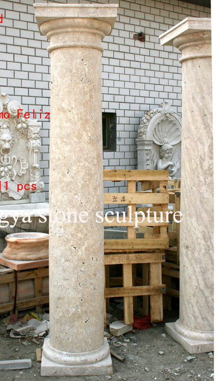 Hand Carving Antique Natural Stone Statue Sculpture Marble Column Pillar (SY-C009)