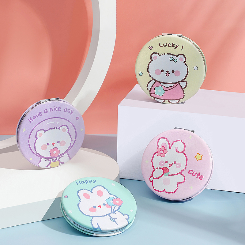 Cute Folding Portable Mirror for Girls' Desktop Makeup Mirror