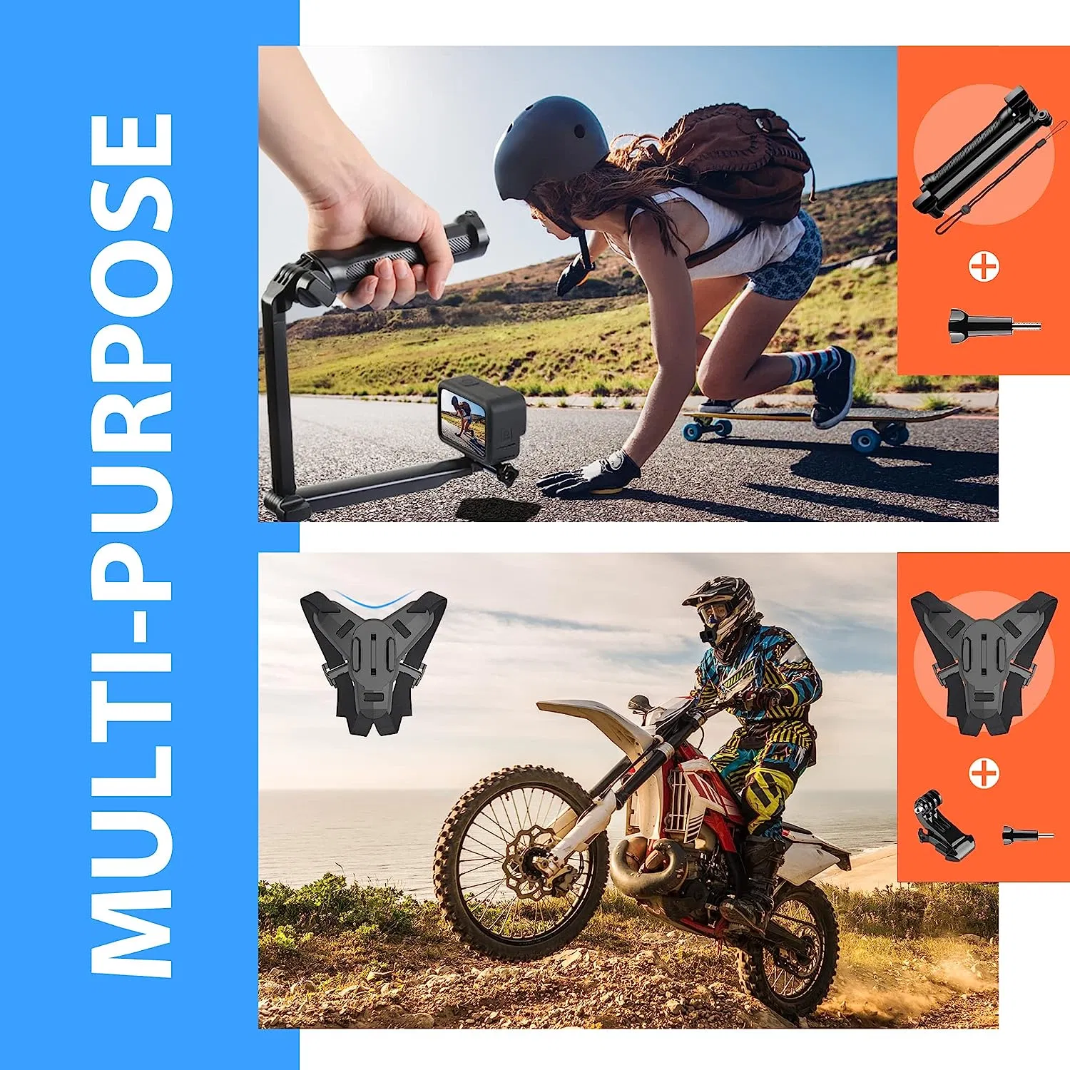 Gopro 12/11/10/9 Accessories 63 in 1 Set Riding Headband Chest Strap Handheld Bracket Fixed Set