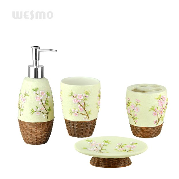 Elegant Marble Look Polyresin Bathroom Accessory Sets for Hotel & Home