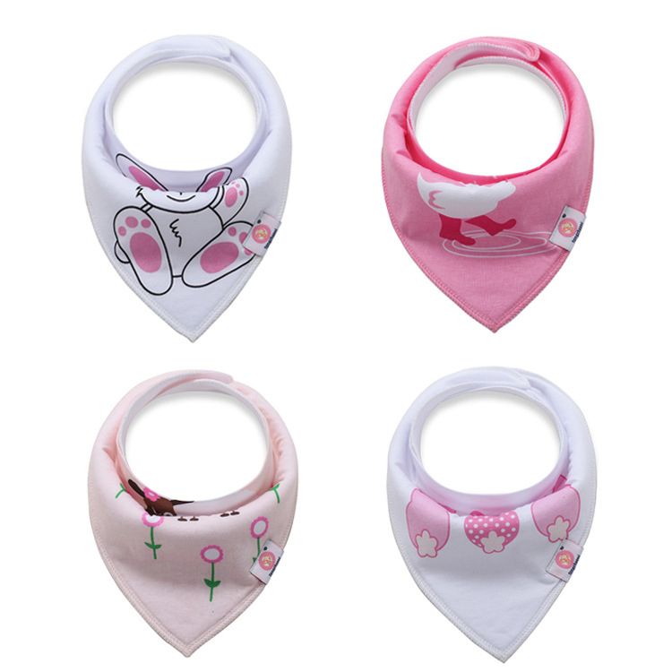Custom Adjustable Absorbent Premium Organic Cotton Cute Triangle Baby Bandana Drool Bibs