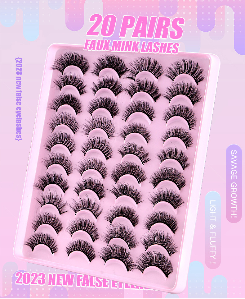 Makeup 20 Pairs 6D Faux Lashes Fluffy Natural Mink False Eyelashes Dramatic Volume Lashes Bulk Long Eyelash Extension