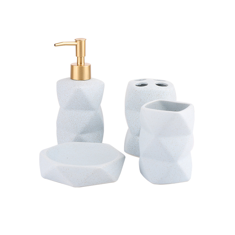 Bathroom Set Bathroom Accessories Set Marbling Design Ceramic Bathroom Set Ceramic Cup Dispenser Soap Plate Tray Toothbrush Holder Lotion Bottle 5PCS Set