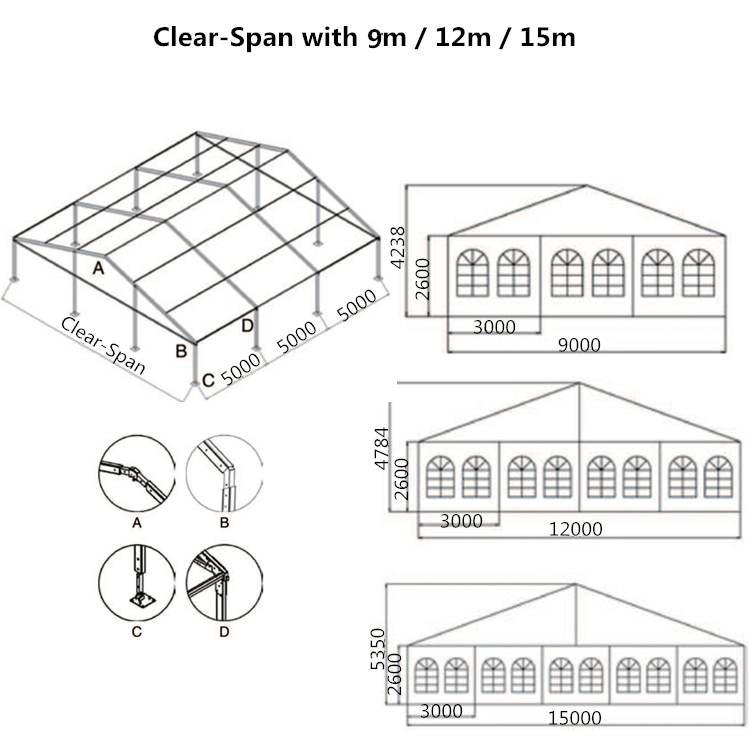 Outdoor Wedding Clear Span Small Ridge Party Tent
