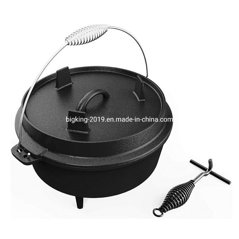 Pre-Seasoned Outdoor Cast Iron Dutch Oven with Feet, 9-Quart