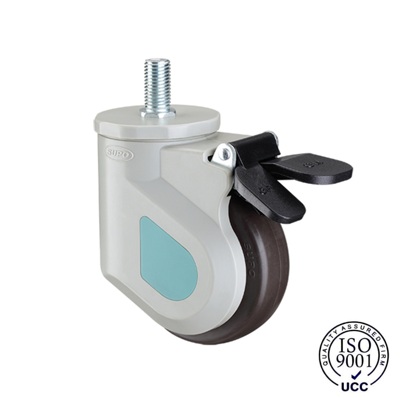 4.5inch Round Stem Double Brake TPR Stable Medical Beds & Chairs Caster