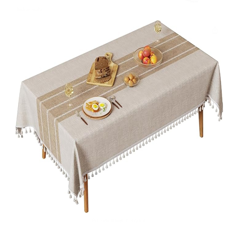 Pure Flax Washed Linen Custom Design Tablecloth for Wedding