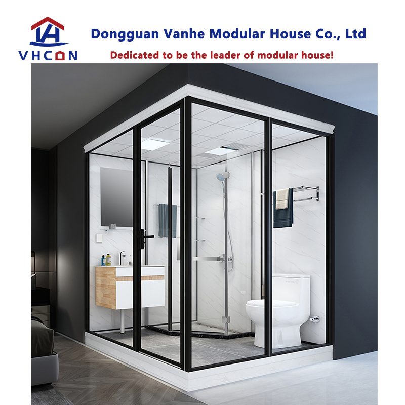 One Bedroom Complete Shower Unit Prefabricated Portable Glass Door Hotel Building Design Modular Luxury Prefab Bathroom Pod with Shipping Home