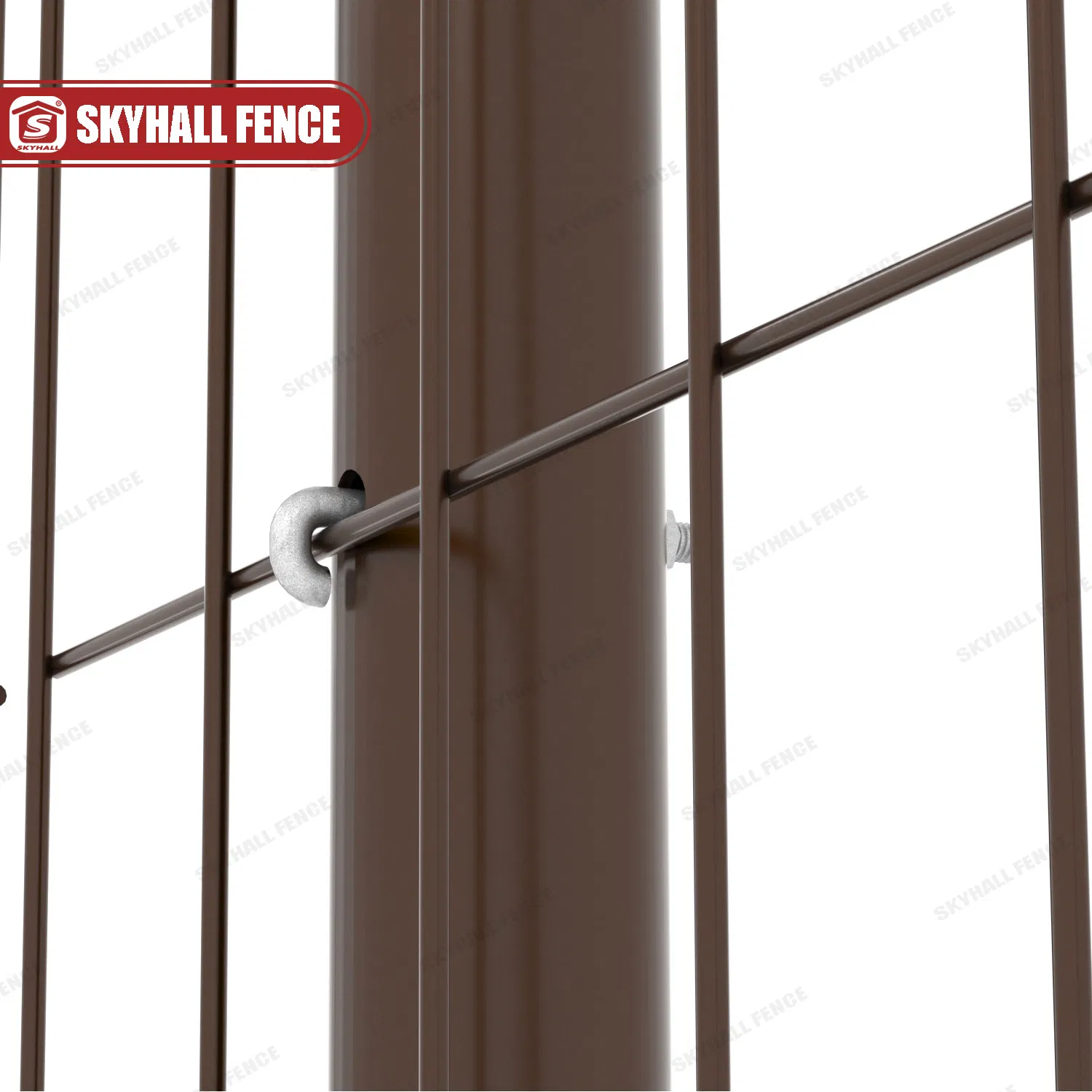 Top Circle Bent Galvanized Brown Powder Coated Solar Farm Security Fence for Solar Field Protection