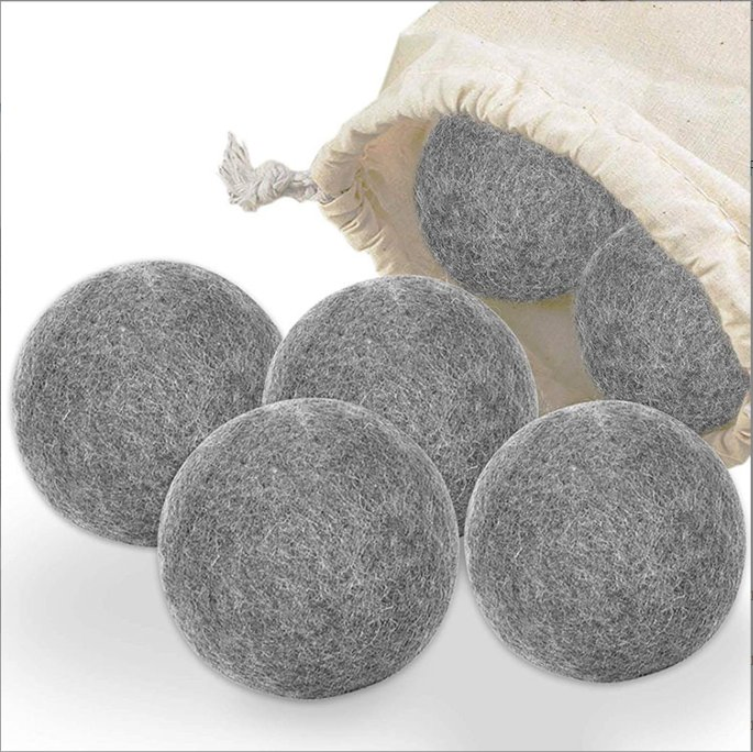 Customized 100% Organic New Zealand Reusable Natural Fabric Softener Healthy Felt Laundry Wool Dryer Balls with Drawstring Bag