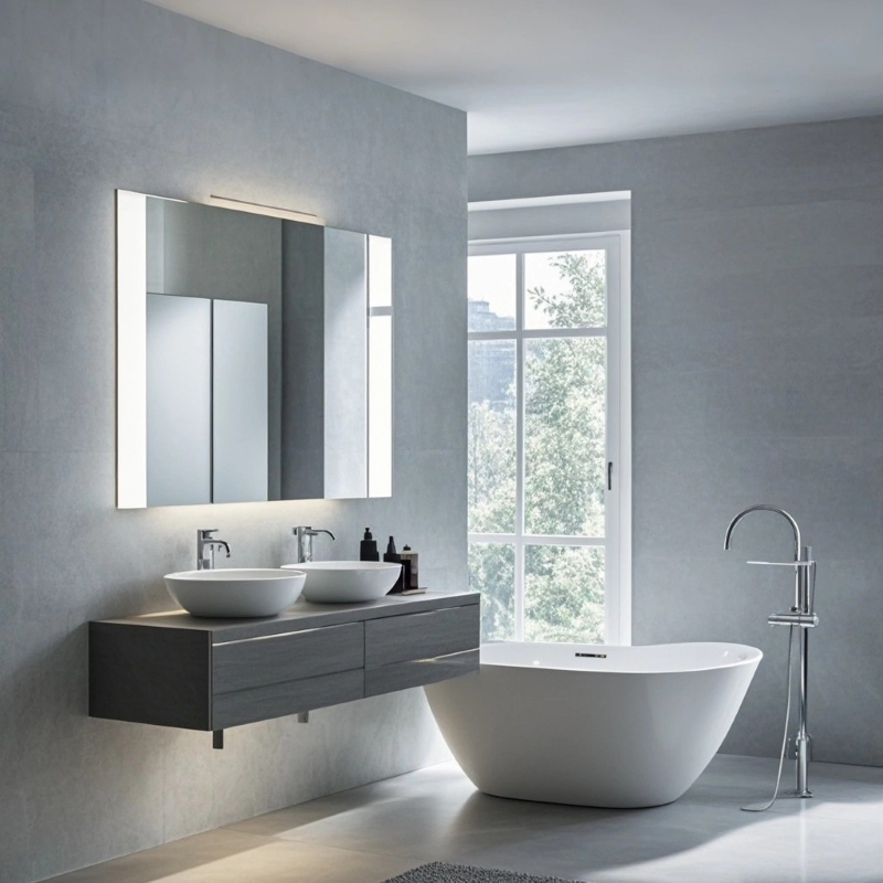 LED Mirror Wall Mounted - 5mm Thickness, 4000K Neutral Light