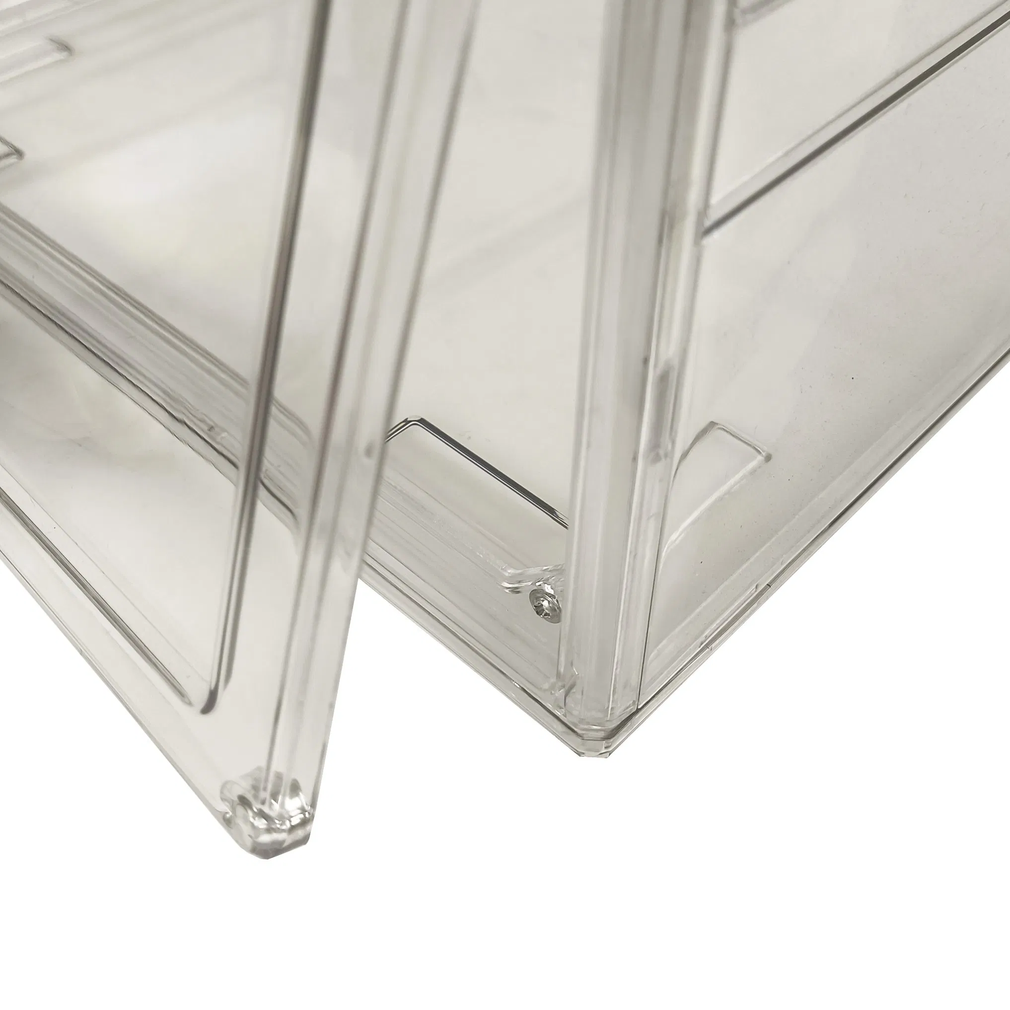 Custom Logo Clear Acrylic Magnetic Shoe Box Foldable Transparent Drop Front Stackable Sneaker Organizer