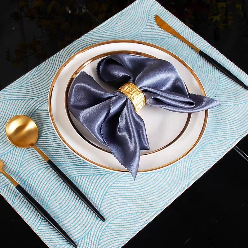 High Quality Europe Style 100% Polyester Lamour Satin Napkin for Hotel Airplane Wedding Banquet Use