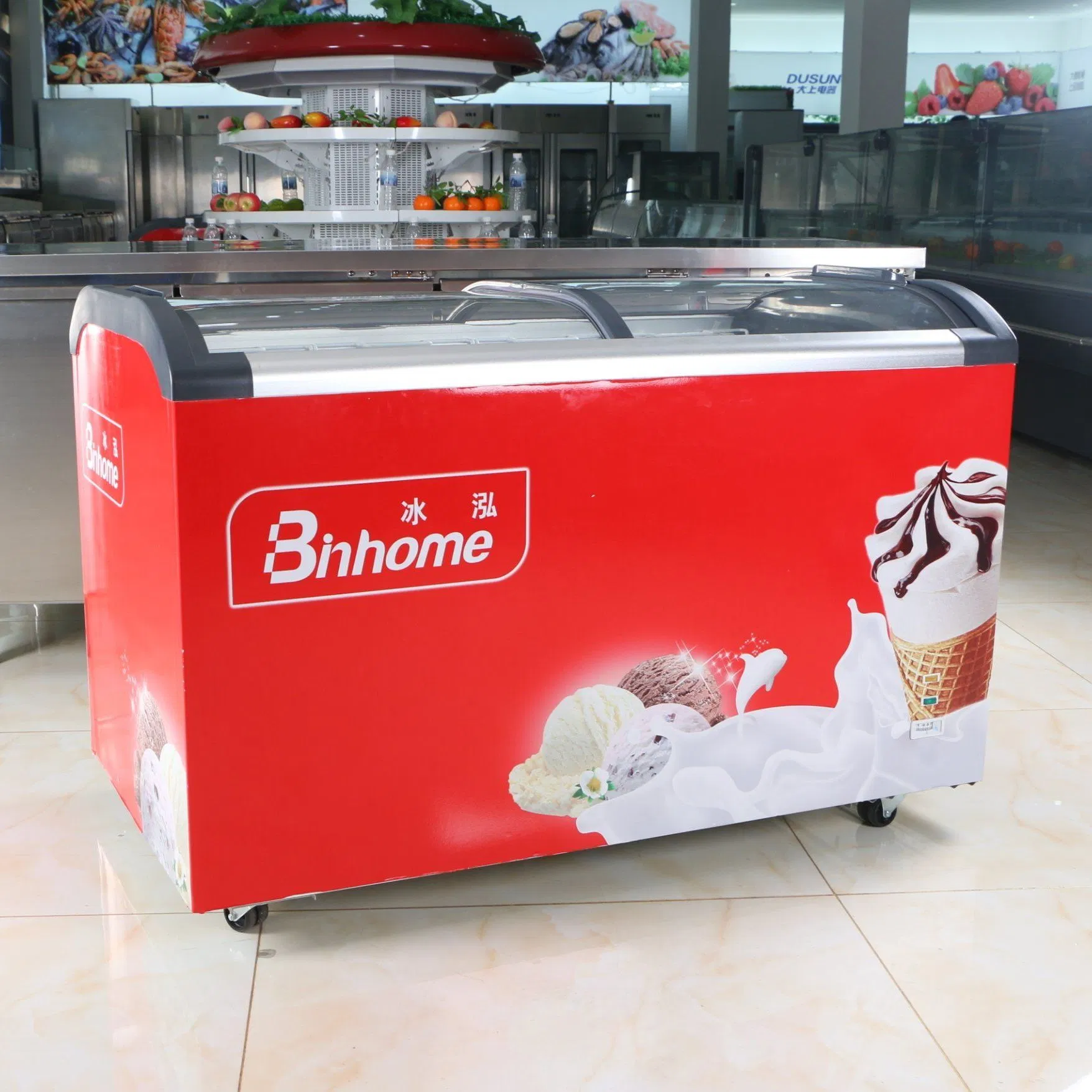 Supermarket Glass Top Open Door Ultra Low Temperature Congelador De Helados Chest Deep Freezer/Ice Cream Display Showcase Fridge/Ice Cream Refrigerator