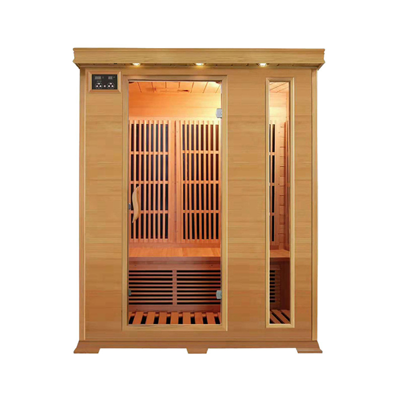 Modern 2-Person Infrared Sauna Carbon Panel Series with Star Light Hemlock Solid Wood Computer Control Panel