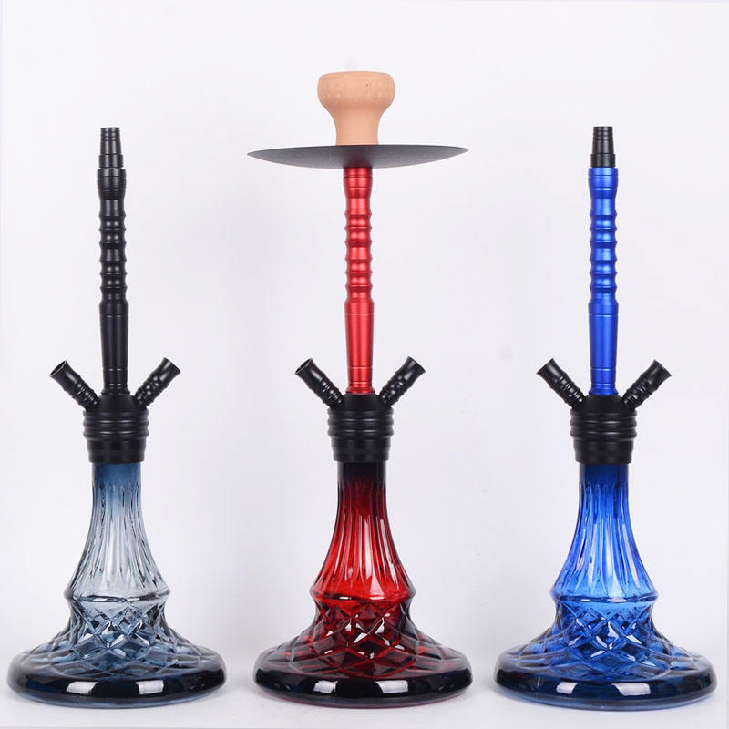 Factory Direct Glass Smoking Accessories Aluminum 2 Water Pipes Shesha Portable Shisha Set