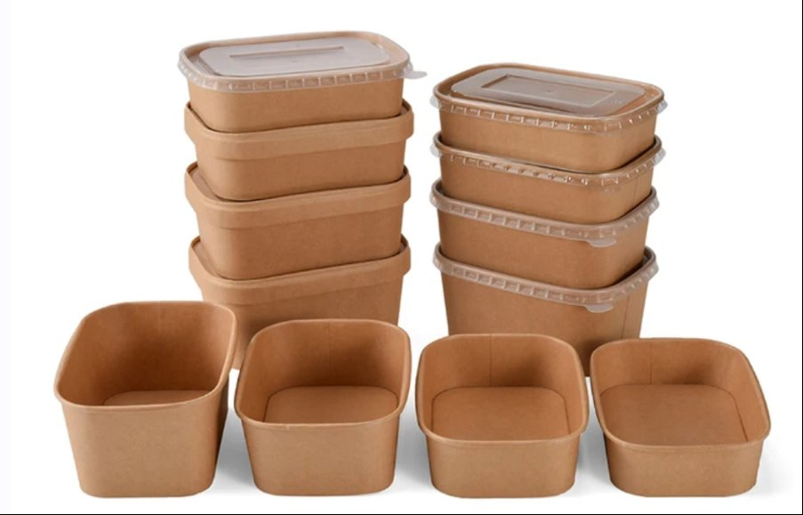 Водостойкий бумажный контейнер для еды с крышкой