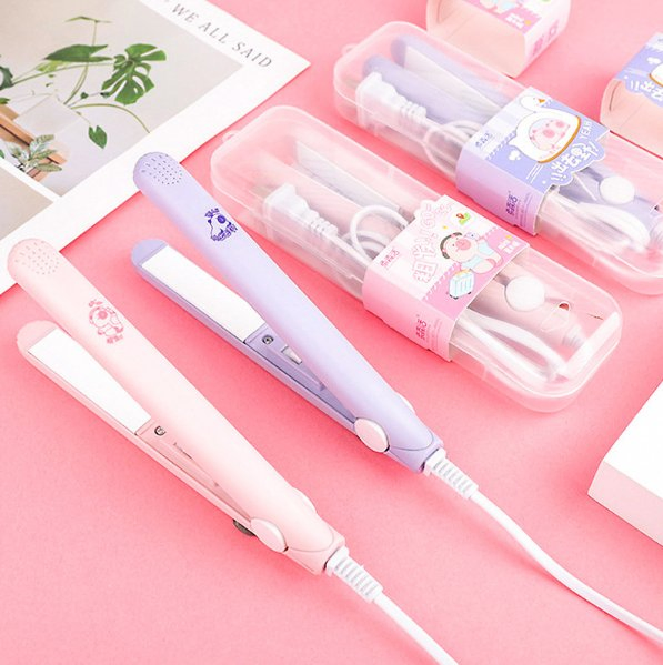 Cartoon Mini Hair Straightener Small Size, Low Power, Bang Volumizing, Gentle on Hair, Perfect for Students and Women, Straightening & Curling Tool