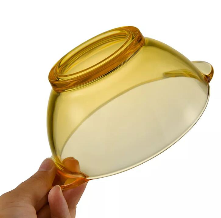 5.5inch High Borosilicate Heat Resistant Glass Oven Bowl with Handle Golden Jade Color