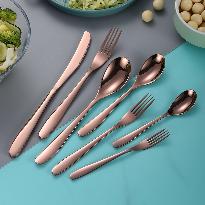 Stainless Steel Thickened Moon-Shaped Custom Handle Hotel Cutlery Set