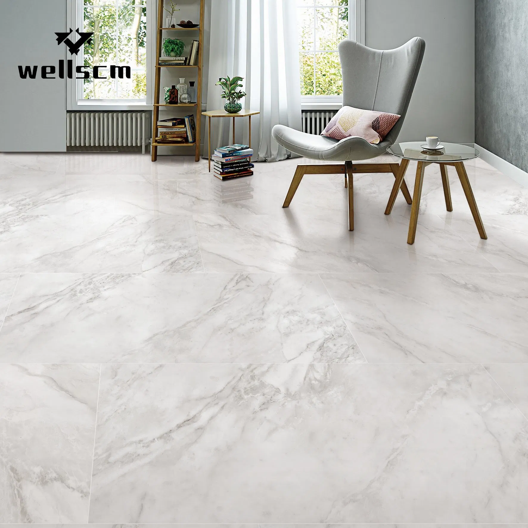 Living Room Ceramic Tiles 24X24 White Tiles and Marble Look Porcelain Tile