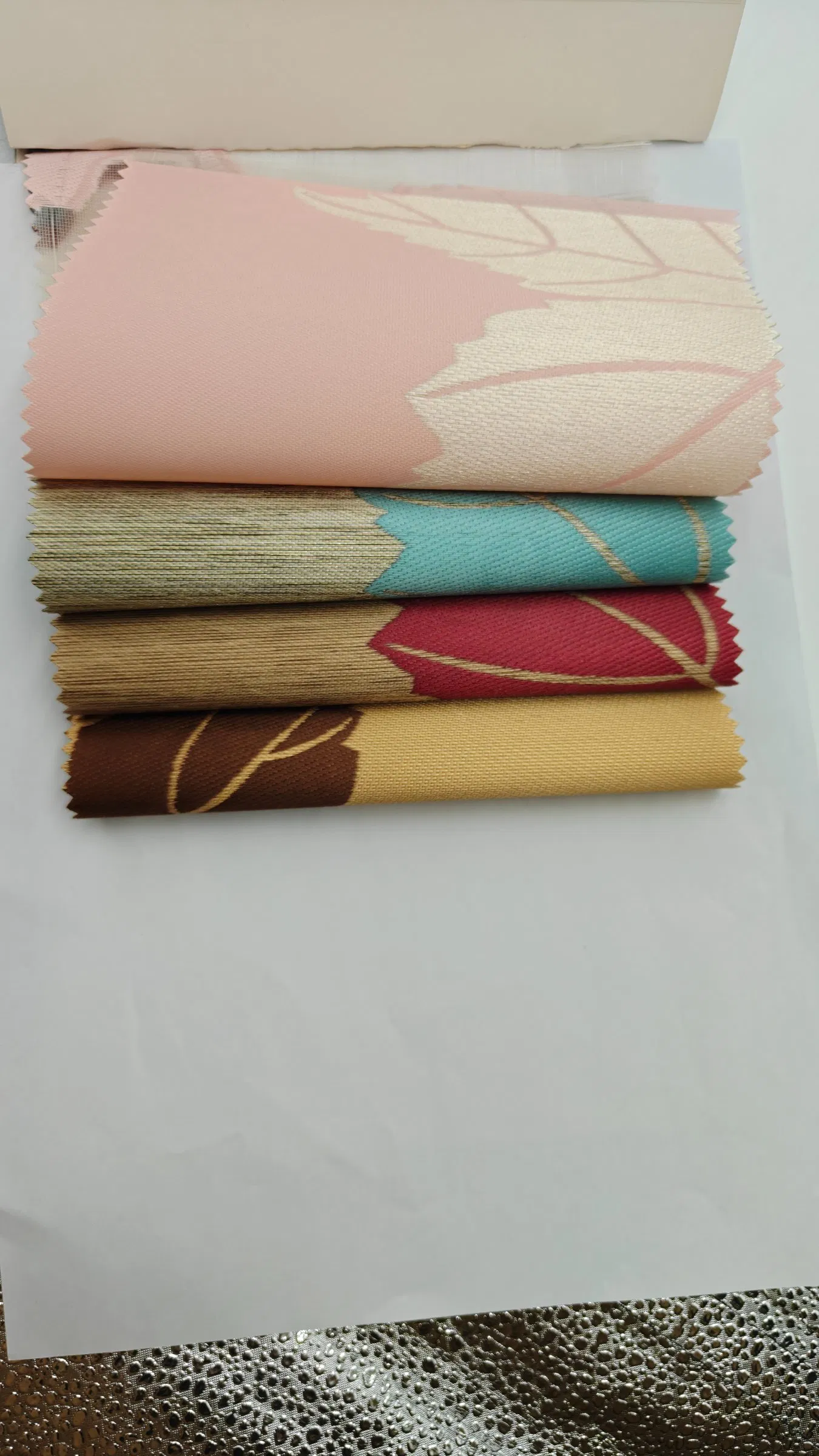 Elegant Beige Zebra Blinds with Leaf Embroidery Design