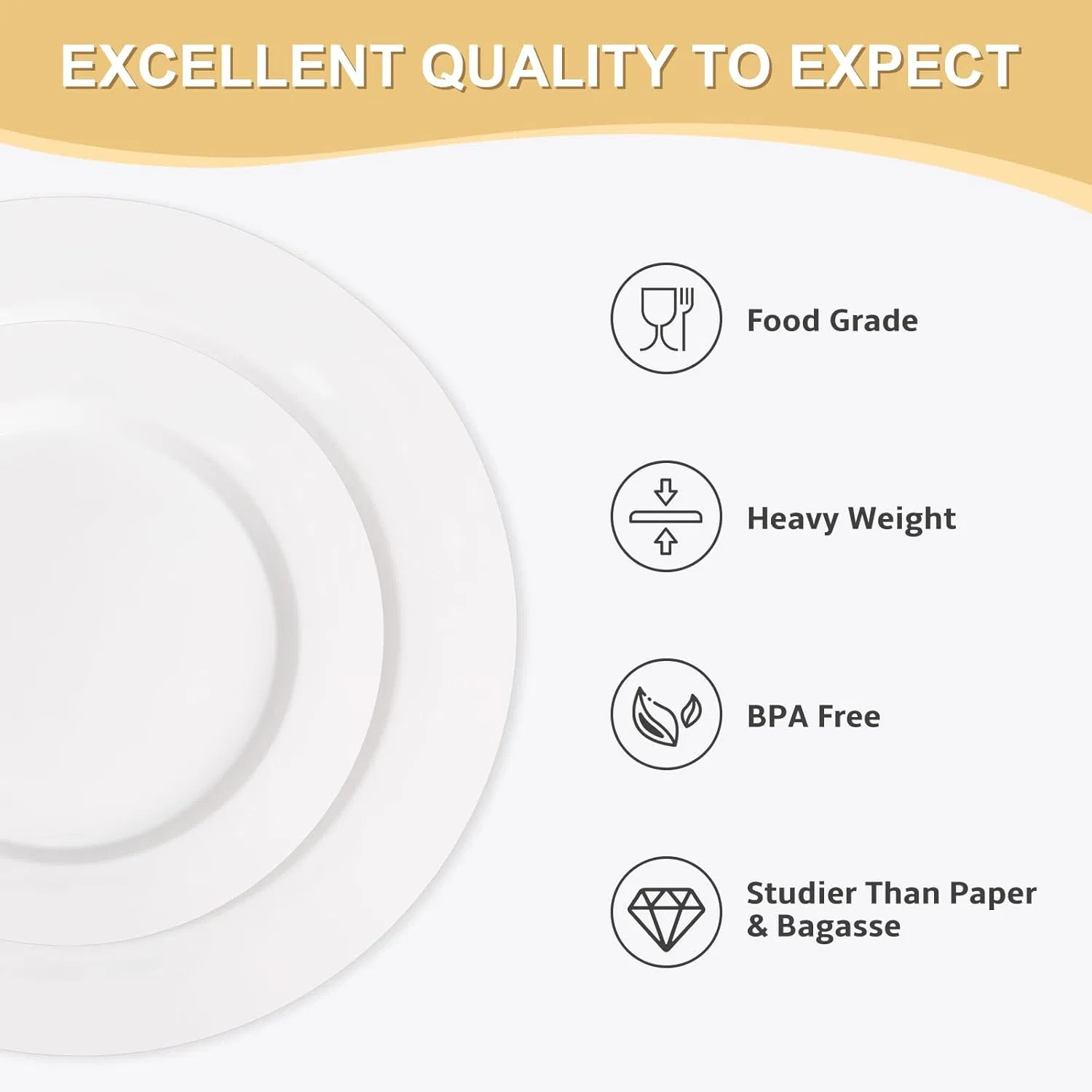 White Plastic Plates Disposable Plates