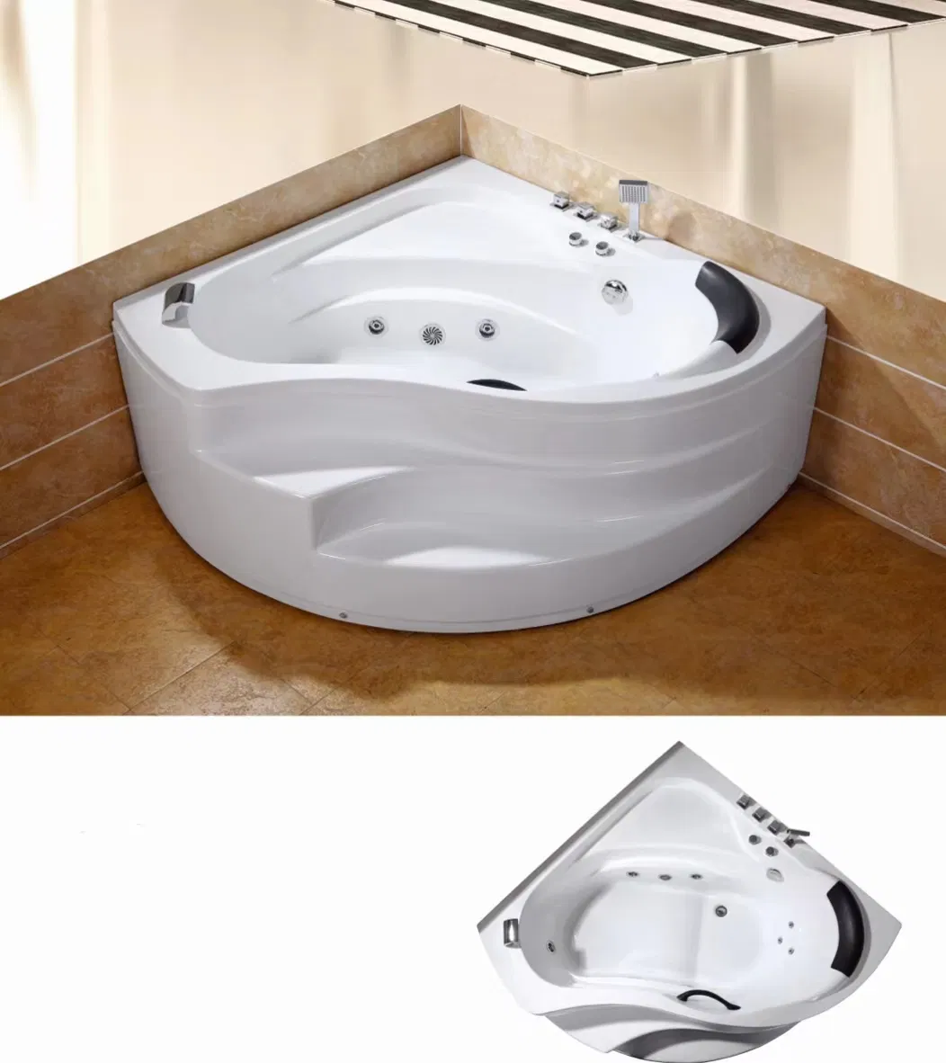 Угловая акриловая ванна с джакузи и водопадом