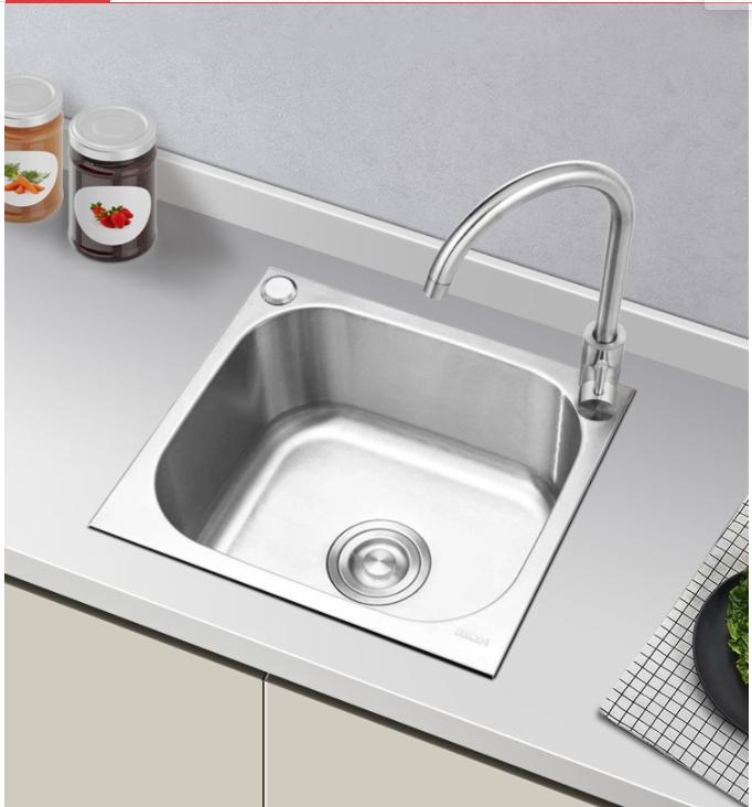High Quality Single Bowl 201 Stainless Steel Kitchen Sink with Drain Board