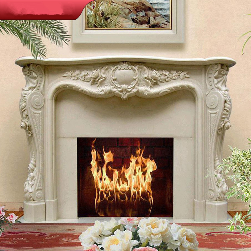 Hand Carving French Style White Marble Fireplace Mantel Surround for Home Decoration