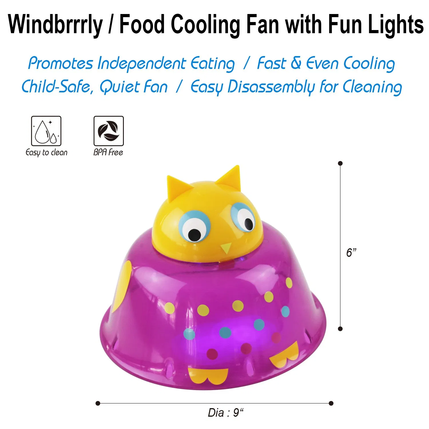 Windbrrrrly Food Cooling Fan with Fun Lights for Kids