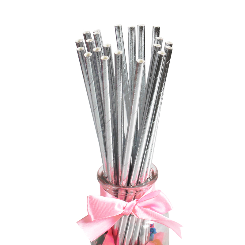 25PCS Foil Gold Rose Gold Silver Paper Straws Wedding, Birthday