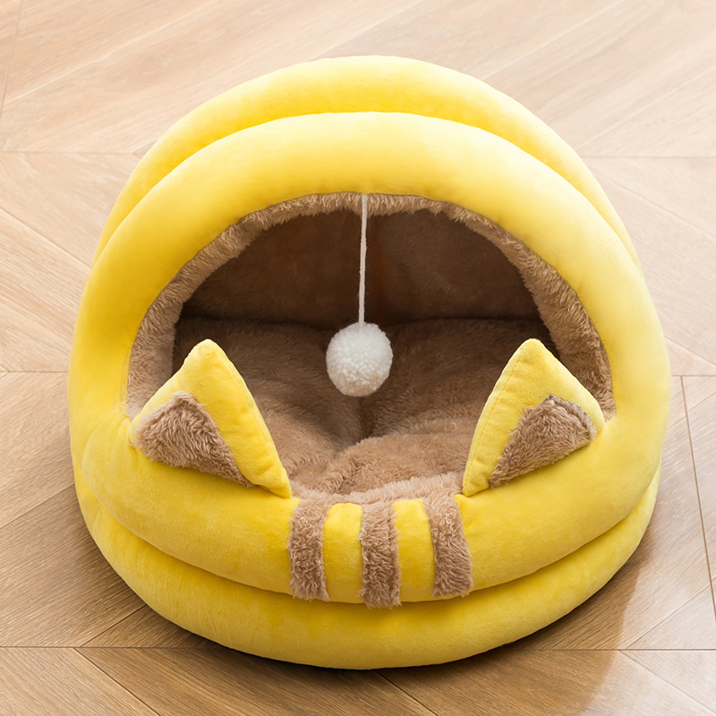 Cozy Half-Closed Cat House for Winter Comfort and Warmth