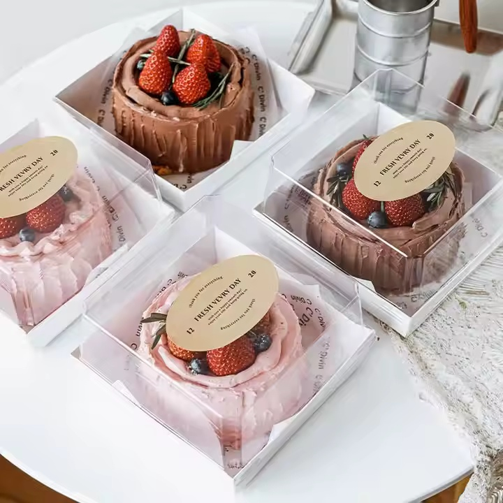 Charcuterie Paper Boxes with Pet Clear Lids for Cake Deli Container