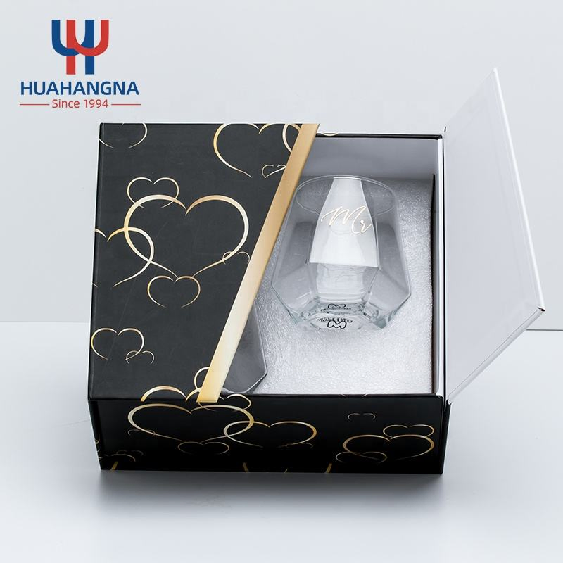 10oz Whiskey Glasses Set of 2 Old Fashioned Diamond Lead Free Crystal Glass Whiskey Set Gift Box for Birthday Anniversary Gift