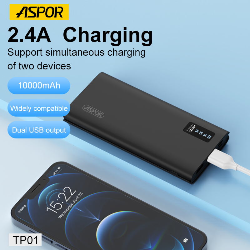 Aspor OEM ODM Mobile Phone Portable Power Bank 10000mAh 20000mAh 30000mAh