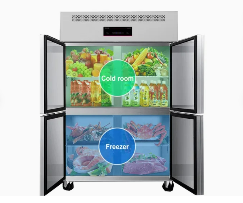 Commercial Four-Door Stainless Steel Refrigerator