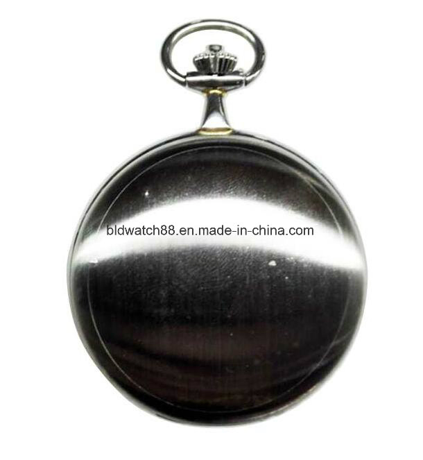 Customized Mens Quartz Slim Stainless Steel Plain Pocket Watches with Chain