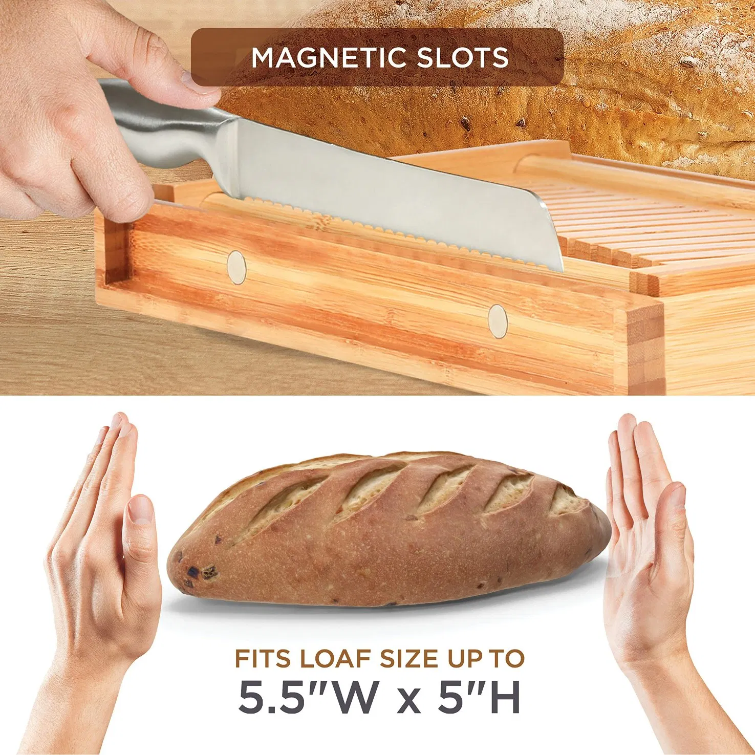 Bamboo Foldable Bread Tray Cutting Slices Wooden Manual Bread Slicer