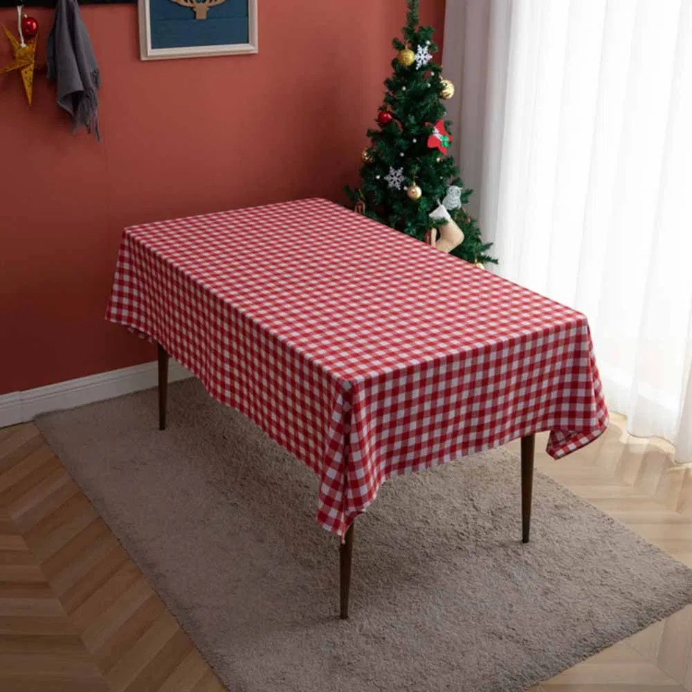 Red and White Checkered Tablecloth Sold Wholesale for Christmas Parties
