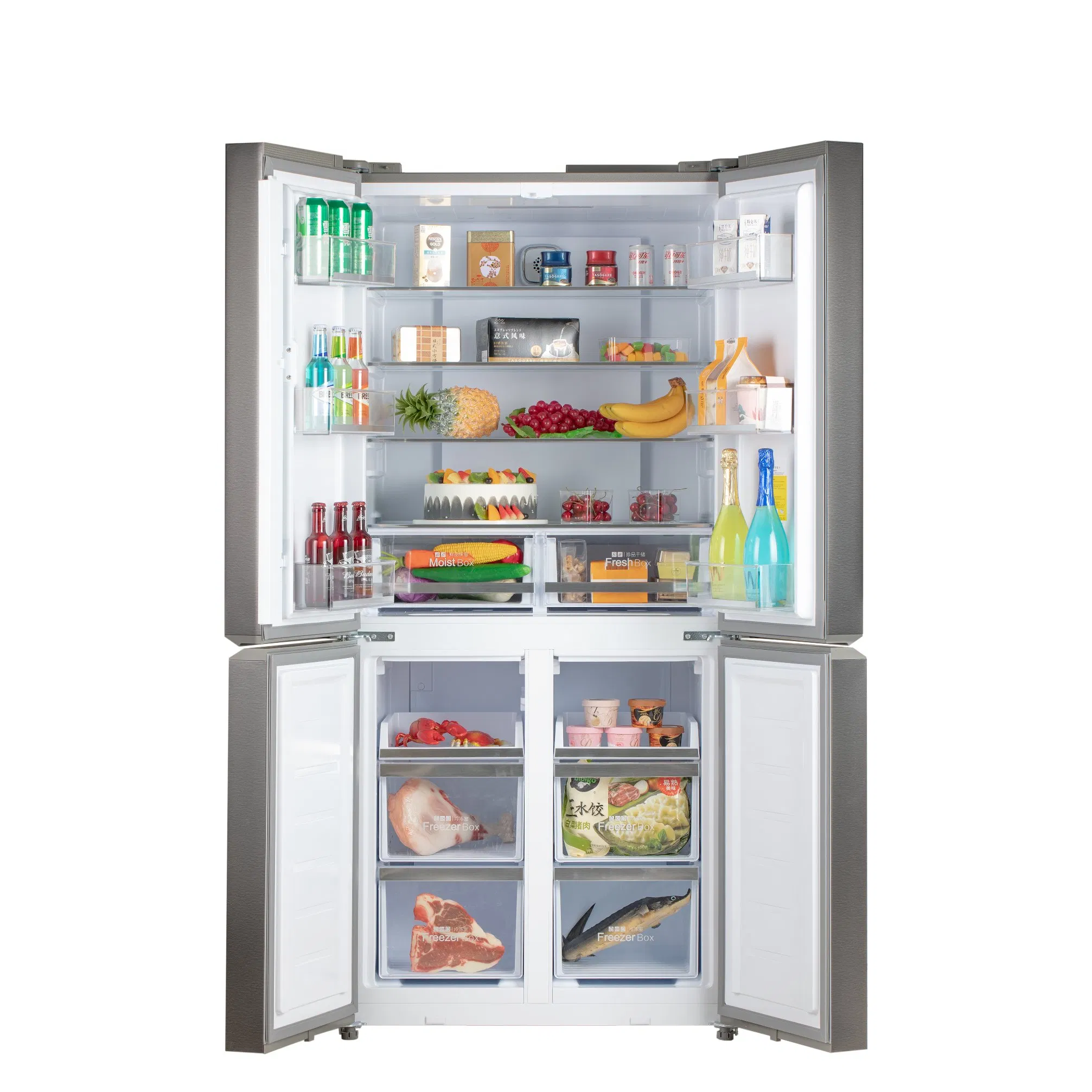 High-End Household Glass-Door Air-Cooled Frost-Free Refrigerator with Drinking Water Dispenser, Side-by-Side Refrigerator