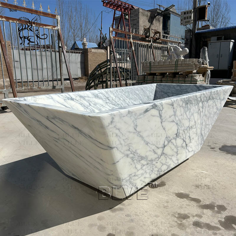 Modern Bathroom Large Luxury Freestanding Stone Bath White Italian Marble Solid Bathtub Supplier