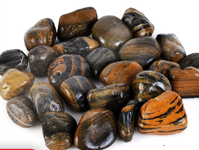 High Polished Tiger Skin Yellow Pebbles, Striped Pebbles, Used for Aquarium Decoration